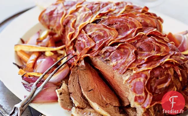 Gigot d'Agneau Rôti Enveloppé de Pancetta