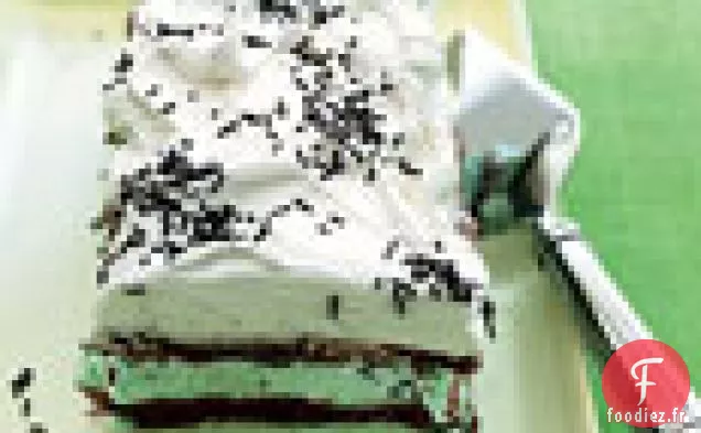 Gâteau à la Crème Glacée à la Meringue au Chocolat et aux Éclats de Menthe