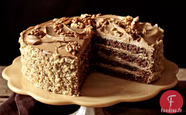 Gâteau de Couche de Noix au Rhum-Moka