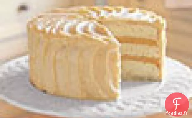 Gâteau Blanc Triple Couche avec Garniture et glaçage au Caillé Orange