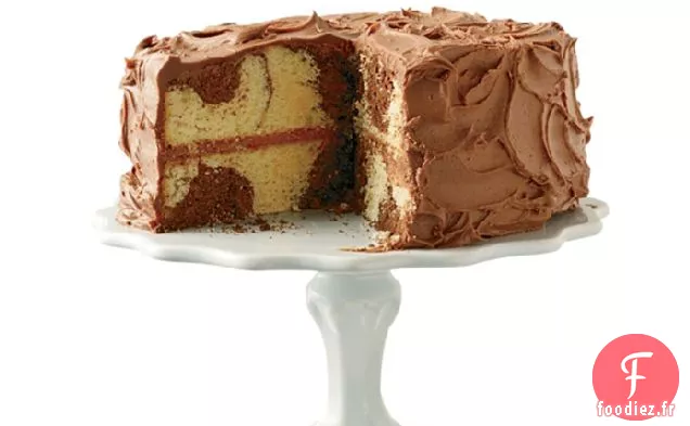 Gâteau de Marbre avec Glaçage au Chocolat