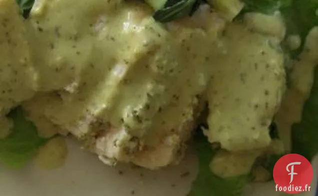 Espadon CHAUD avec Sauce FRAÎCHE à la Crème d'Avocat à la Noix de Coco