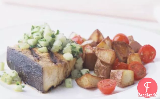 Espadon Grillé avec Salsa au Concombre et au Citron Vert