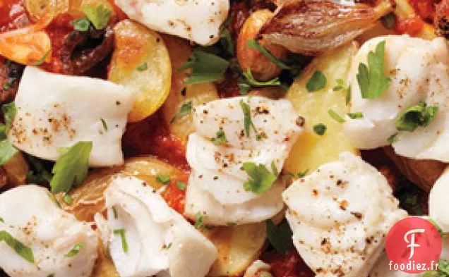 Pommes De Terre Rôties Et Puttanesca D'Aiglefin