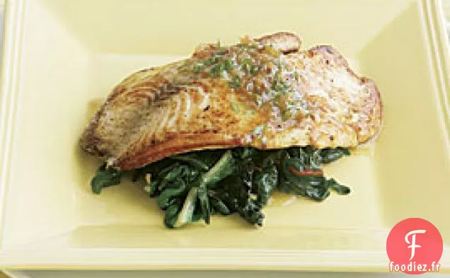 Tilapia Sauté Sur Bettes À Carde Avec Beurre À L'Estragon