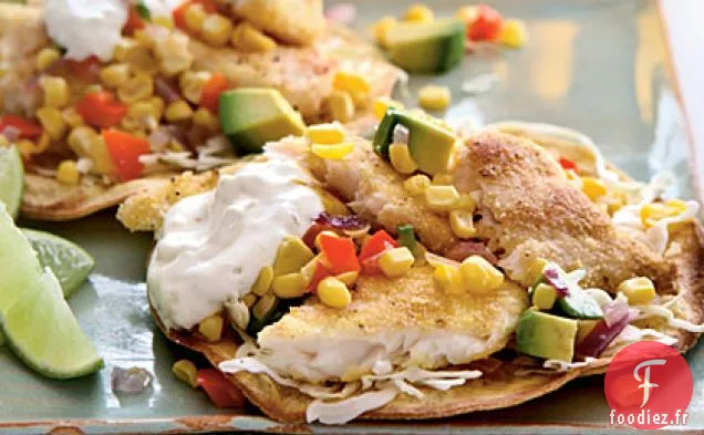 Tostadas de Tilapia avec Relish de Maïs Rôti