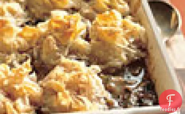Tarte au Poulet et aux Champignons en Croûte de Phyllo-Parmesan