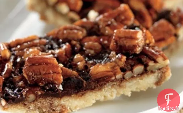 Barres à Tarte aux Noix de Pécan au Fudge Au Chocolat