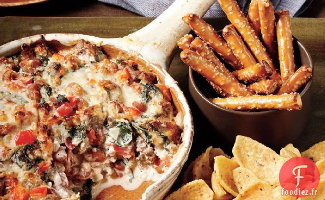 Trempette à la Saucisse, aux Haricots et aux Épinards