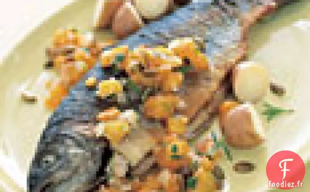 Truite en Croûte de Semoule de Maïs avec Salsa Chaude à la Tomate et à l'Estragon