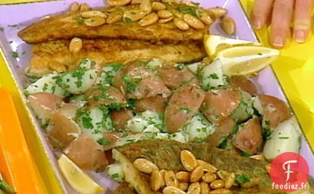 Amandine de Truite, Asperges Cuites à la Vapeur et Pommes de Terre Nouvelles