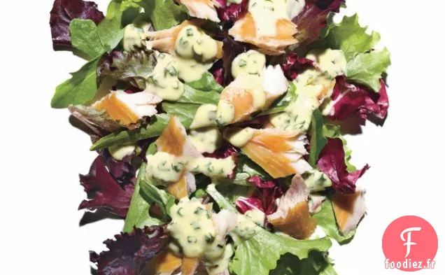 Légumes Verts Printaniers au Poisson Fumé et Aïoli aux Herbes