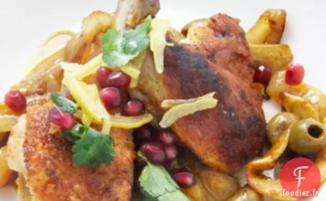 Poulet Aux Oignons, Citron Et Safran