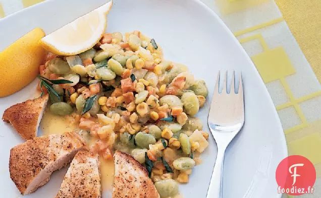 Poulet à la poêle avec Succotash d'été