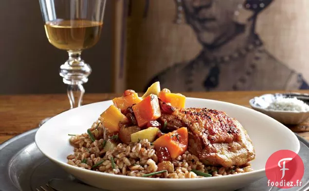 Cuisses de Poulet Croustillantes à la Compote de Raisins Secs Dorés