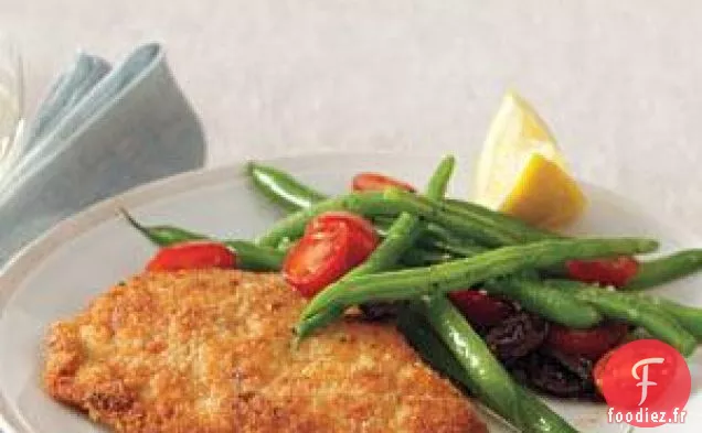 Escalopes De Dinde Croustillantes Avec Salade De Haricots Verts