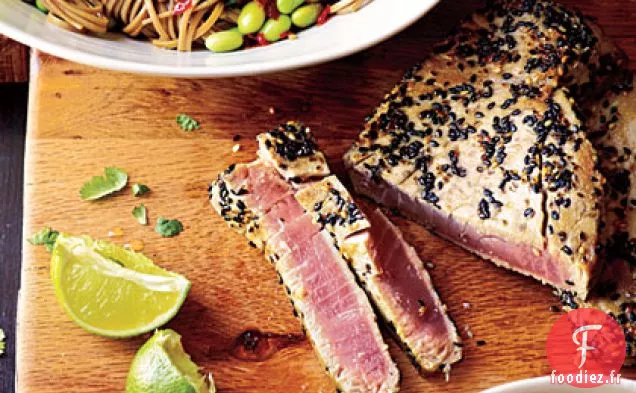 Thon au Sésame avec Edamame et Soba