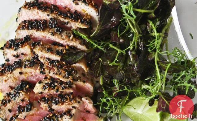 Recette De Thon Poêlé Au Sésame Et Vinaigrette Au Citron Vert Et Gingembre