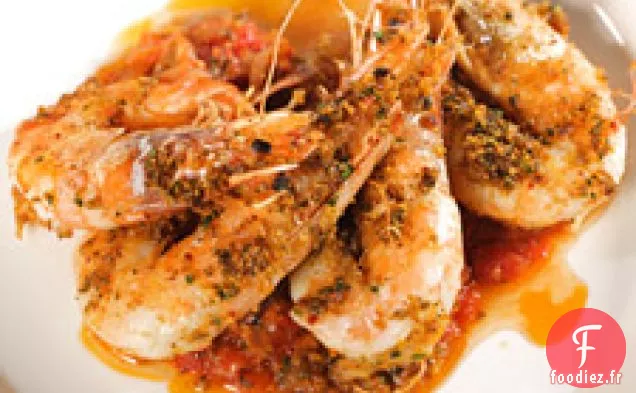 Crevettes Géantes Rôties Au Piment Fort Et Au Sel De Tomate Épicésa