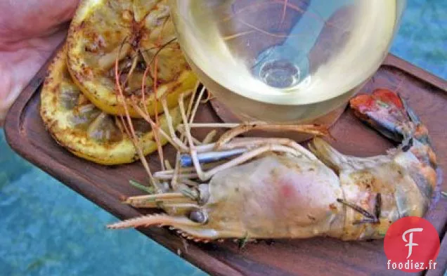 Crevettes Au Parmesan À L'Ail Et Tranches De Citron Grillées