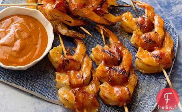 Crevettes Enrobées de Bacon et sauce BBQ Chipotle