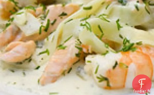 Pâtes au Saumon et Crevettes