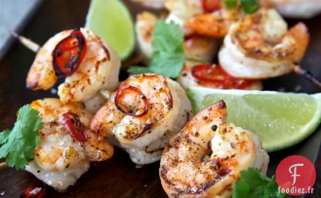 Brochettes de Crevettes au Miel et au Piment