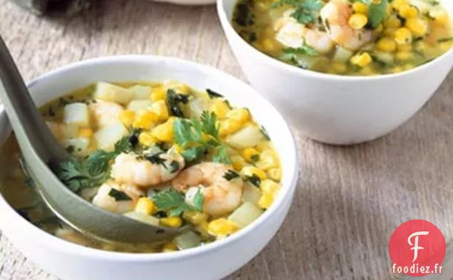Soupe de Maïs Doux et de Crevettes