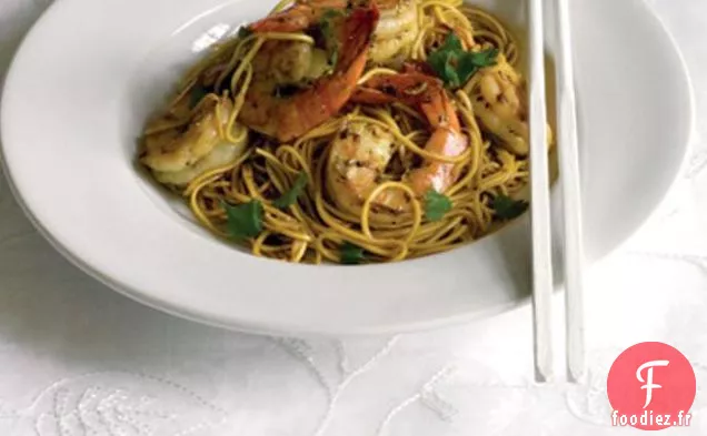 Nouilles Thaïes aux Crevettes à la Coriandre et au Poivre