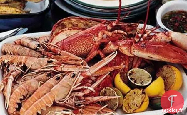 Crustacés Grillés Avec Vinaigrette Au Piment Rôti