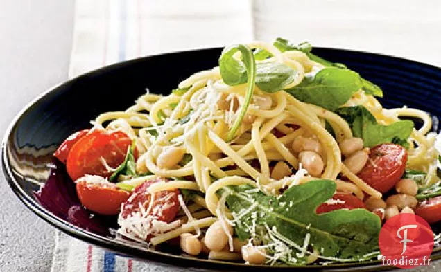 Spaghettis à l'ail aux Haricots et aux Légumes verts