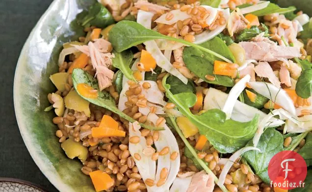 Baies de Blé Chaudes au Thon, Fenouil et Olives