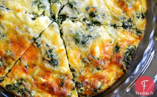 Quiche Sans Croûte aux Épinards, Champignons et Feta