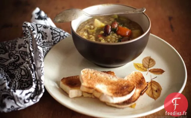 Ragoût de Légumes au Curry Avec Orge Perlé et Amandes