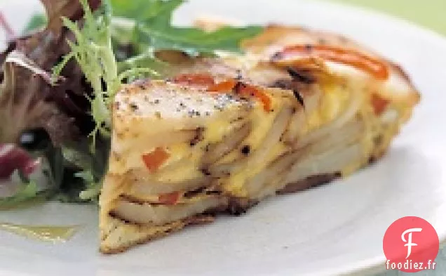 Frittata De Pommes De Terre Et Poivrons Rouges