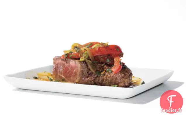 Steak Asiatique Garni De Sautés Au Poivron