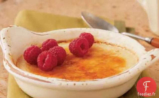 Crème Brûlée au Miel aux Framboises