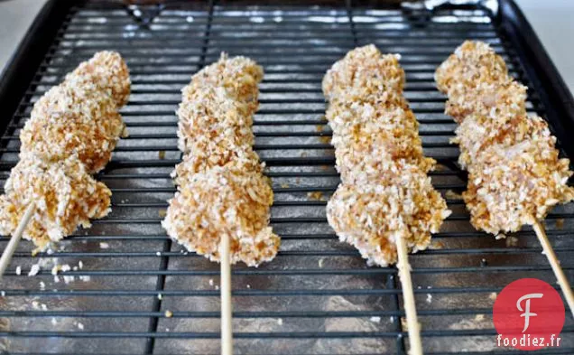 Brochettes De Poulet Croustillantes Avec Sauce Bbq Au Miel Maison