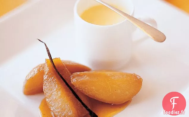 Poires Caramélisées au Miel et Flan Orange-Vanille