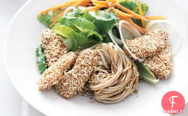 Poulet au Sésame et Nouilles Soba