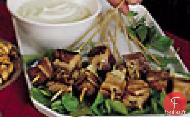 Brochettes de Thon Poivré avec Mayonnaise au Wasabi