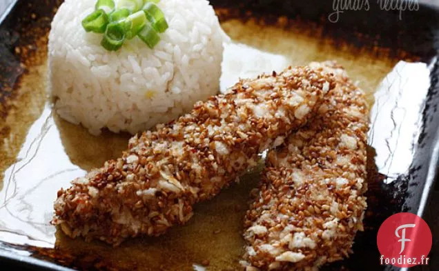 Tenders De Poulet Au Four Incrustés De Sésame