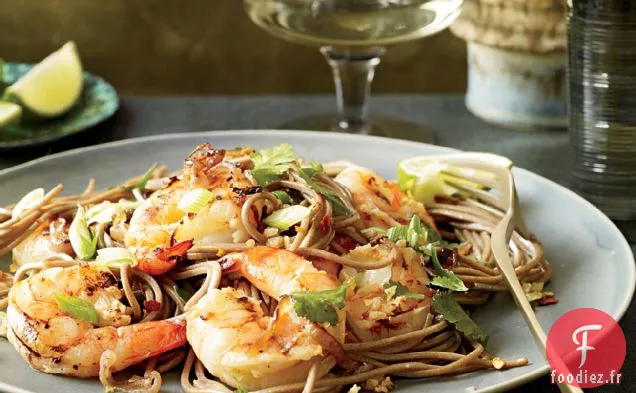 Nouilles Soba aux Crevettes Grillées et Coriandre