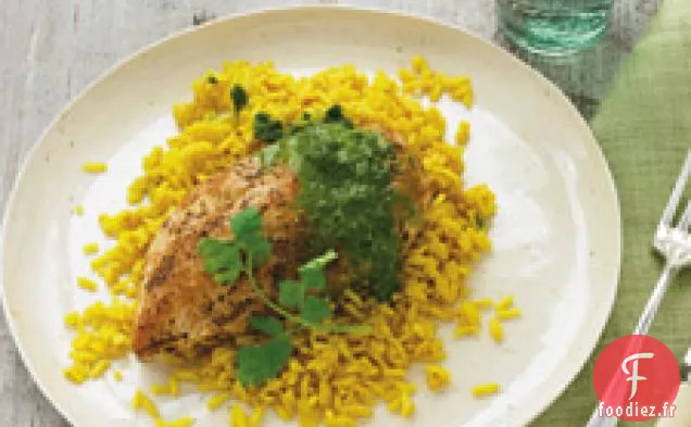 Poulet Au Curry Avec Sauce À La Coriandre Et Au Citron Vert