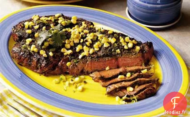 Surlonge à la Coriandre et à l'Ail avec Salsa de Maïs Piquante