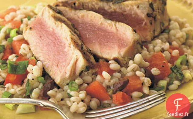 Thon Grillé sur Salade d'Orge Citron-Menthe