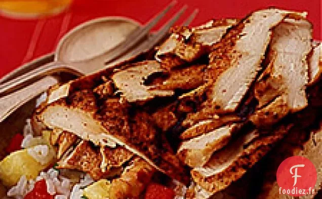 Poulet Jerk À L'Ananas - Riz à la coriandre