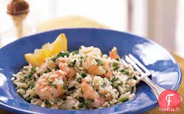 Salade de Crevettes et Riz avec Vinaigrette Coriandre-Citron