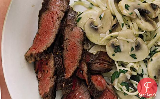 Steak de Jupe Poêlée avec Salade de Champignons