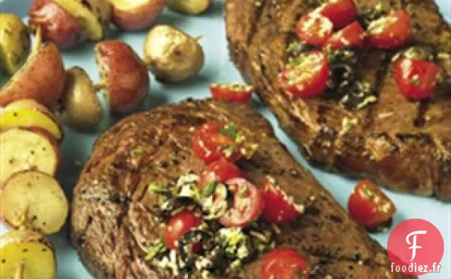 Steaks D'Entrecôte À La Tapenade De Tomates Fraîches